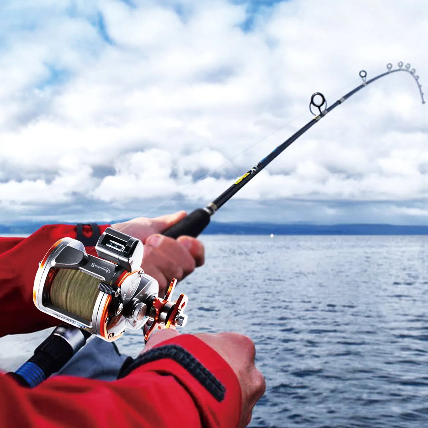 Heavy Duty Line Counter Trolling Reel – Conventional Level Wind Reel for Sea Fishing