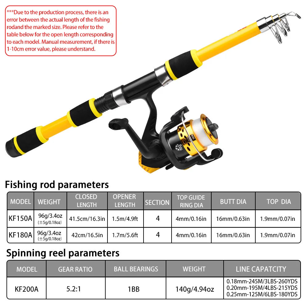 Portable Glass Fiber Telescopic Fishing Rod – Heavy Duty Baitcasting Fishing Pole