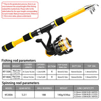 Portable Glass Fiber Telescopic Fishing Rod – Heavy Duty Baitcasting Fishing Pole