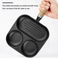 Iron Cast 3-in-1  Egg Frying Pan with  Handle Egg Cooker Pan Nonstick Egg Pan for Gas Stove & Induction Cooker