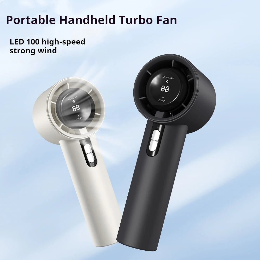 5200mAh Handheld Cooling Fan – USB Rechargeable Fan with LED Display & Cooling Plate