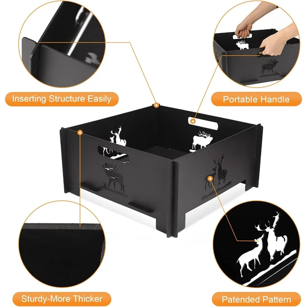 25 Inch Outdoor Fire Pit Wood Burning Campfire Pit