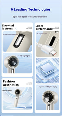 5200mAh Handheld Cooling Fan – USB Rechargeable Fan with LED Display & Cooling Plate