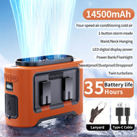 Socoolfan 14500mAh Wearable Waist Fan – Portable Dual Air Vent Fan for Travel, Sports & Outdoor Work