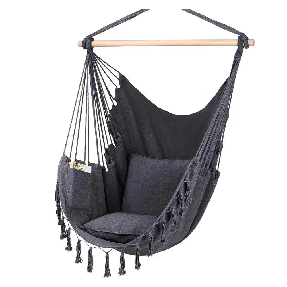 Heavy Duty Macrame Hanging Chair with Cushions