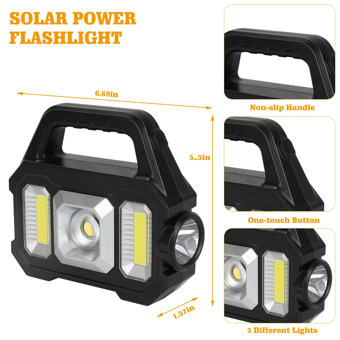 2000LM Solar-Powered LED Flashlight - Waterproof 6 Modes
