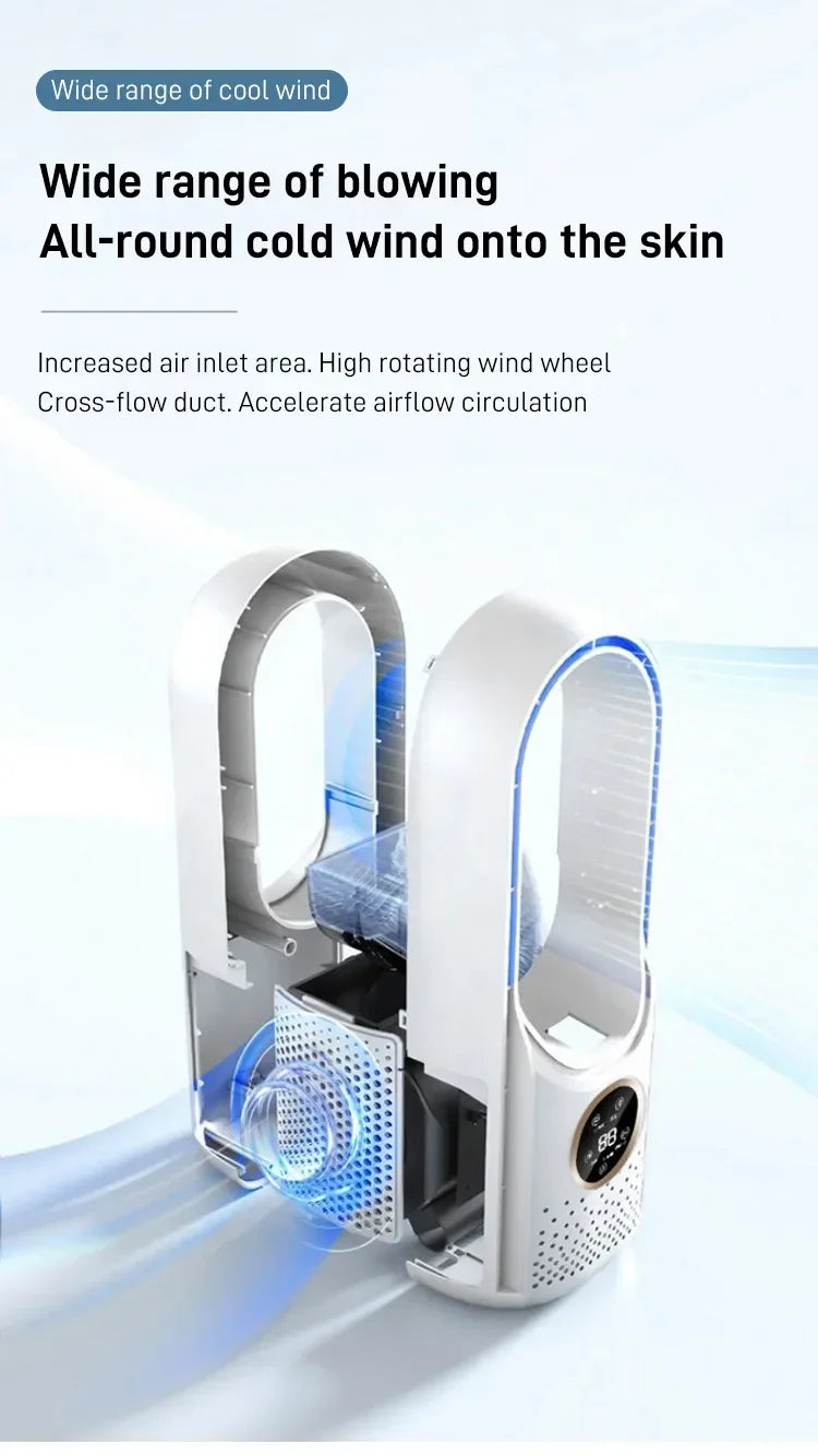 Portable Mini Air Cooler Fan – USB Bladeless Cooling Fan with 6 Speeds & Timer