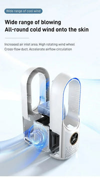 Portable Mini Air Cooler Fan – USB Bladeless Cooling Fan with 6 Speeds & Timer