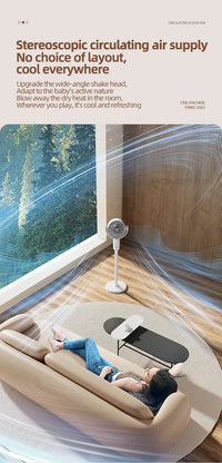 360° Quiet Floor Fan – Powerful Adjustable Height Standing Fan with Remote Control