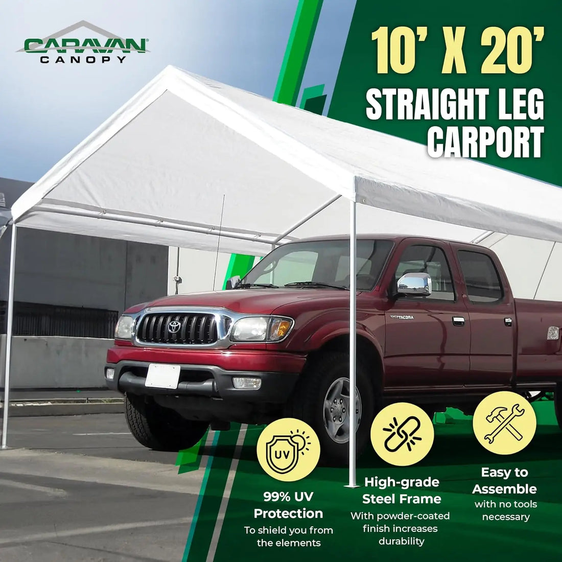 10x20 Heavy Duty Powder Coated Steel Frame Pop Up Carport 6 Stakes for Outdoor Events, Customized