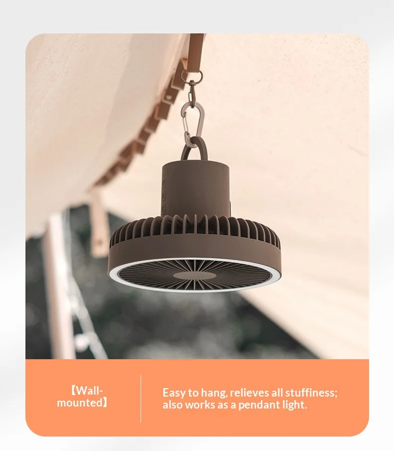 HOMEFISH Rechargeable Camping Fan – Wireless Ceiling & Desktop Fan with LED Light and Power Bank
