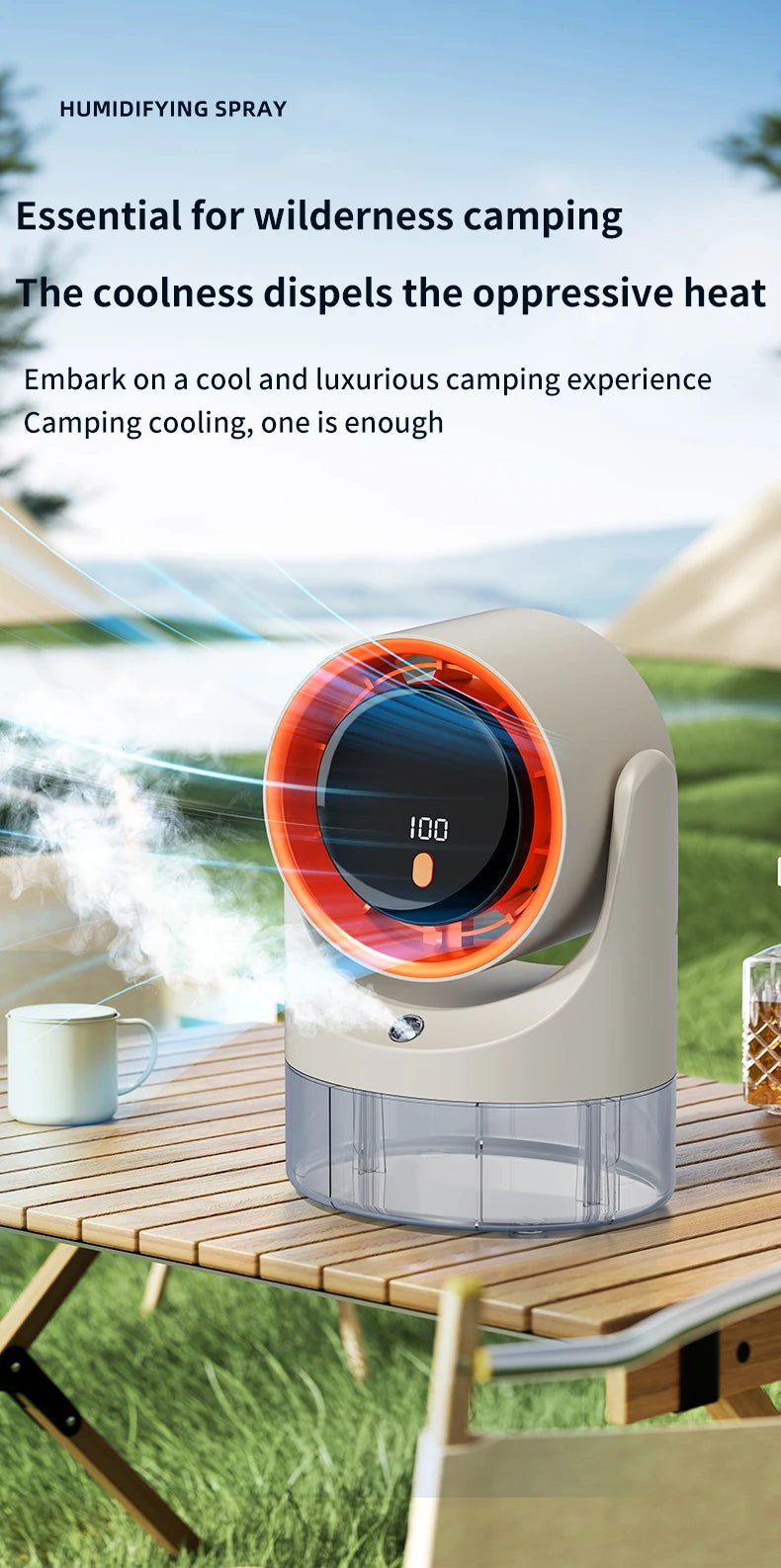 TINSOL Mini Mist Cooling Fan – 360° Adjustable Ice-Cool Humidifier Air Circulator