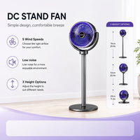 3-in-1 Portable Air Circulator Fan – 5-Speed Quiet Pedestal Stand Fan with USB-C Charging