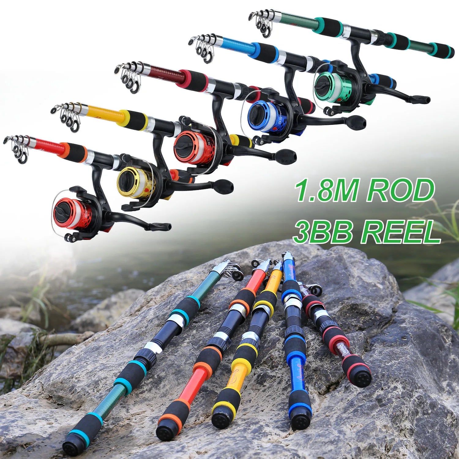 Heavy Duty Telescopic Fishing Rod & Reel Combo – Portable Full Fishing Kit (1.8M)
