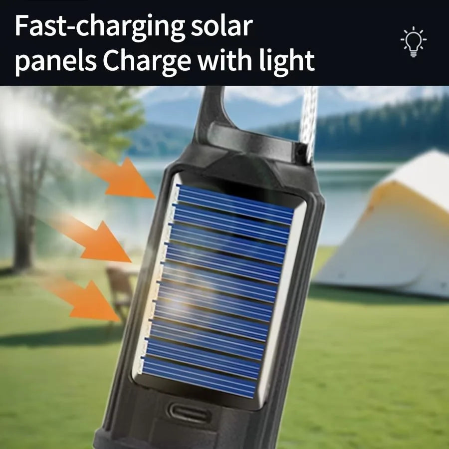 Portable Solar Camping Light with USB-C 3 Modes Waterproof