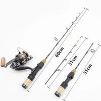 Heavy Duty Winter Ice Fishing Rod & Reel Combo – Carbon Fiber Ice Fishing Pole Set with 2 Tips