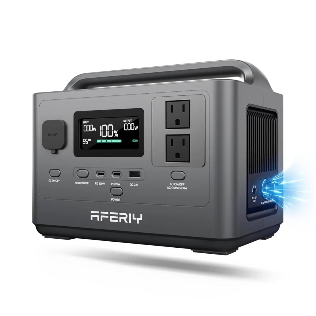 Portable Power Station 800W Peak/400W Rated,45min Fast Charging, 80000mAh/256Wh LiFePO4 Battery, 10ms UPS, Solar