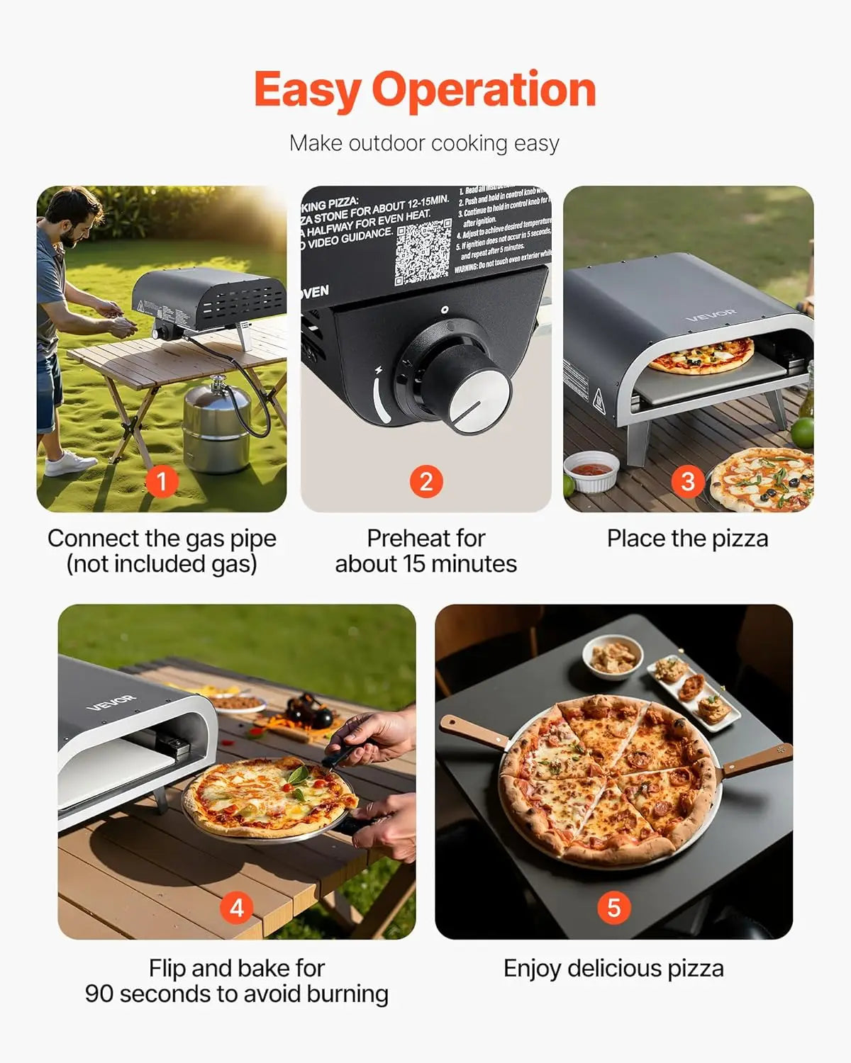 Portable Propane Pizza Oven 12 Inch Outdoor Gas Pizza Oven