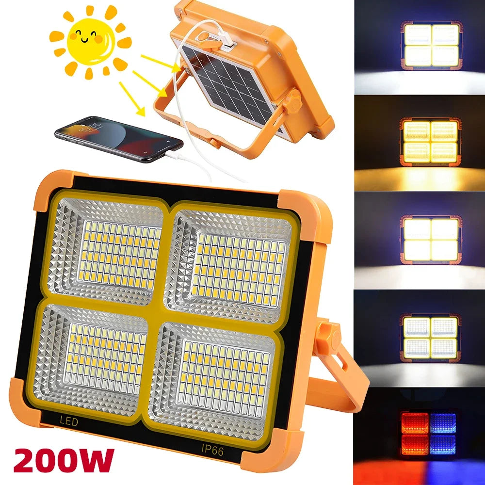200W Solar Rechargeable Camping Light with Magnet