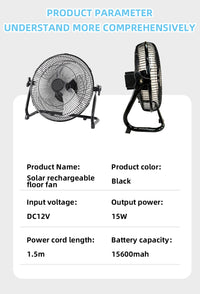 Battery Operated Solar Fan – Portable Indoor & Outdoor Fan with USB Phone Charging Output