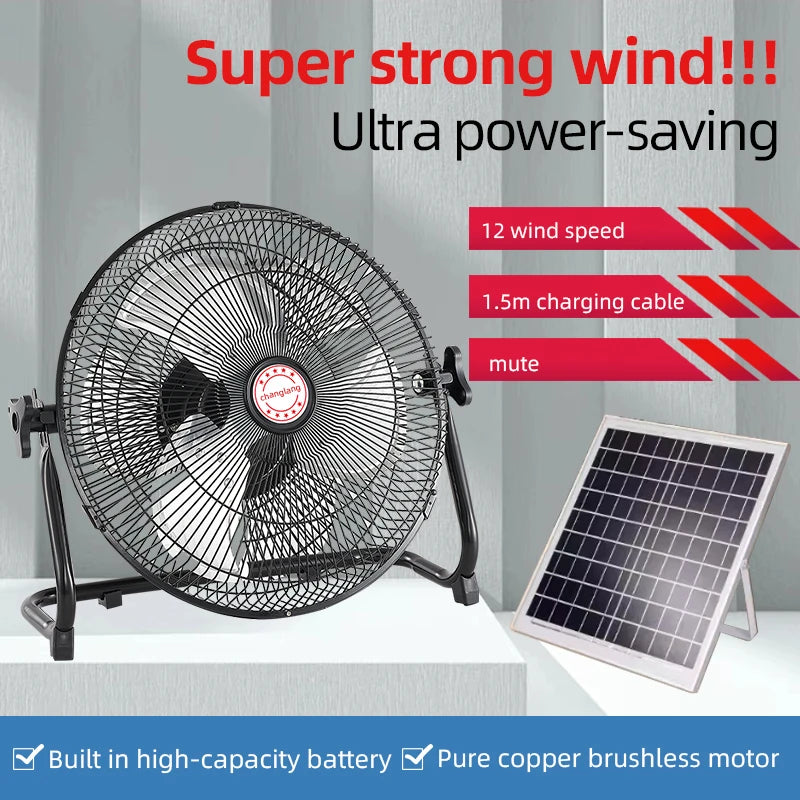 Battery Operated Solar Fan – Portable Indoor & Outdoor Fan with USB Phone Charging Output