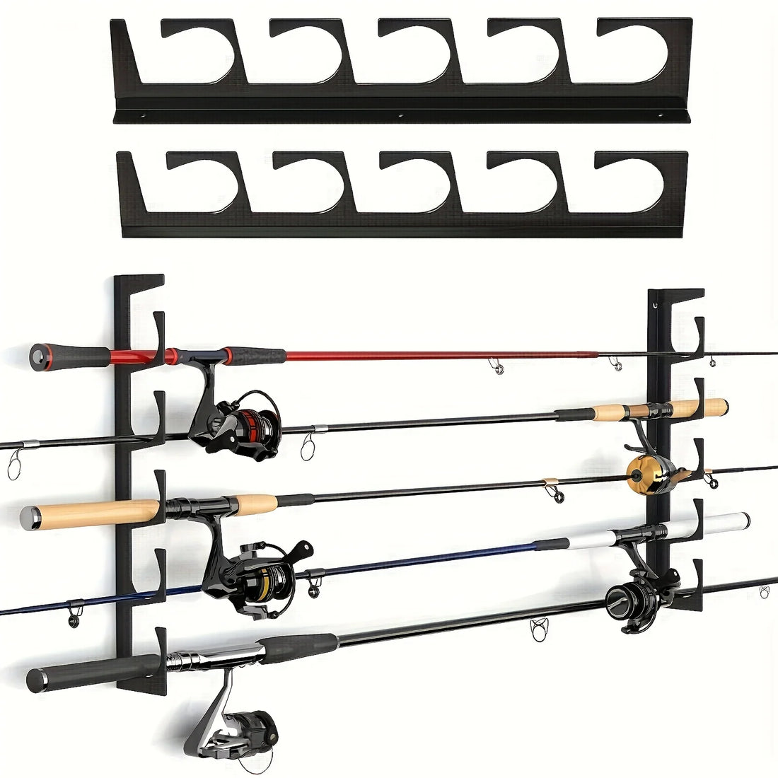 Wall & Ceiling Fishing Rod Holder Rack – Heavy Duty 5 Rod Storage Organizer for Fishing Gear
