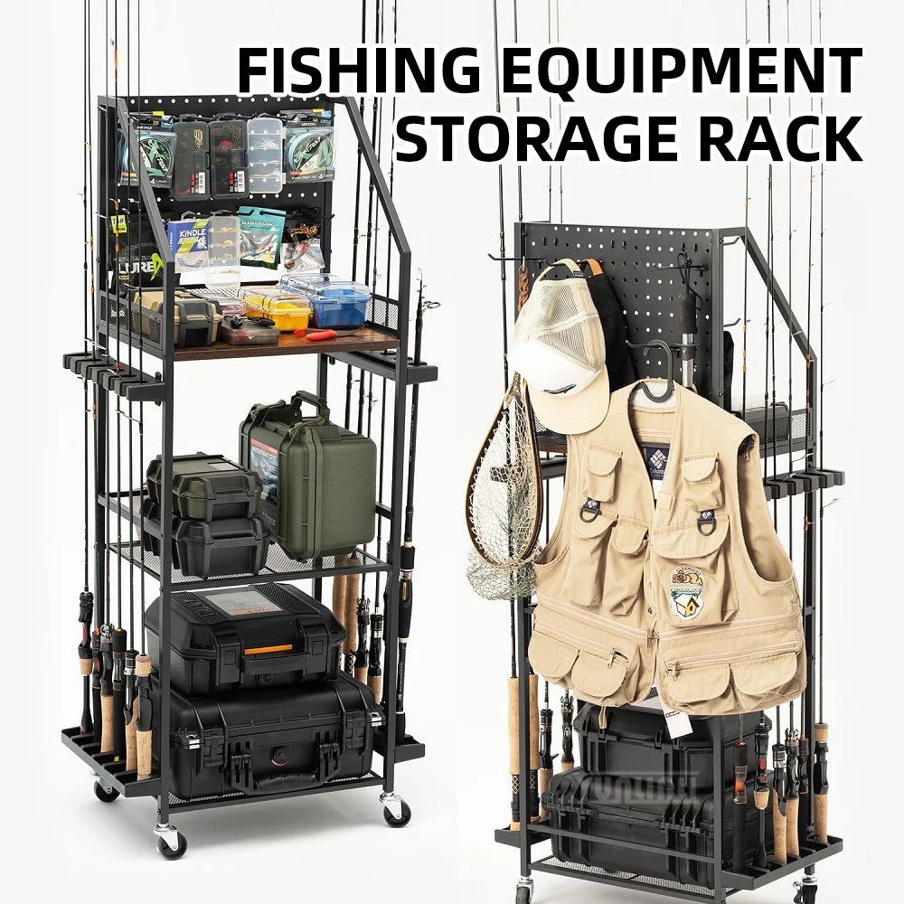 Fishing Rod Storage Rack – Heavy Duty Fishing Equipment Holder for Rods, Reels & Tackle Boxes