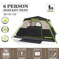 6 Person Instant Camping Tent Waterproof Family Shelter
