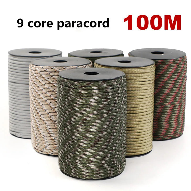 550 Military Standard 9-Core Paracord Rope 4mm for Outdoor Use