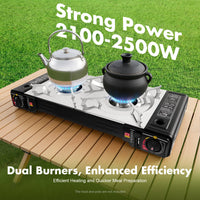 Portable Dual Burner Propane Camping Stove with Griddle