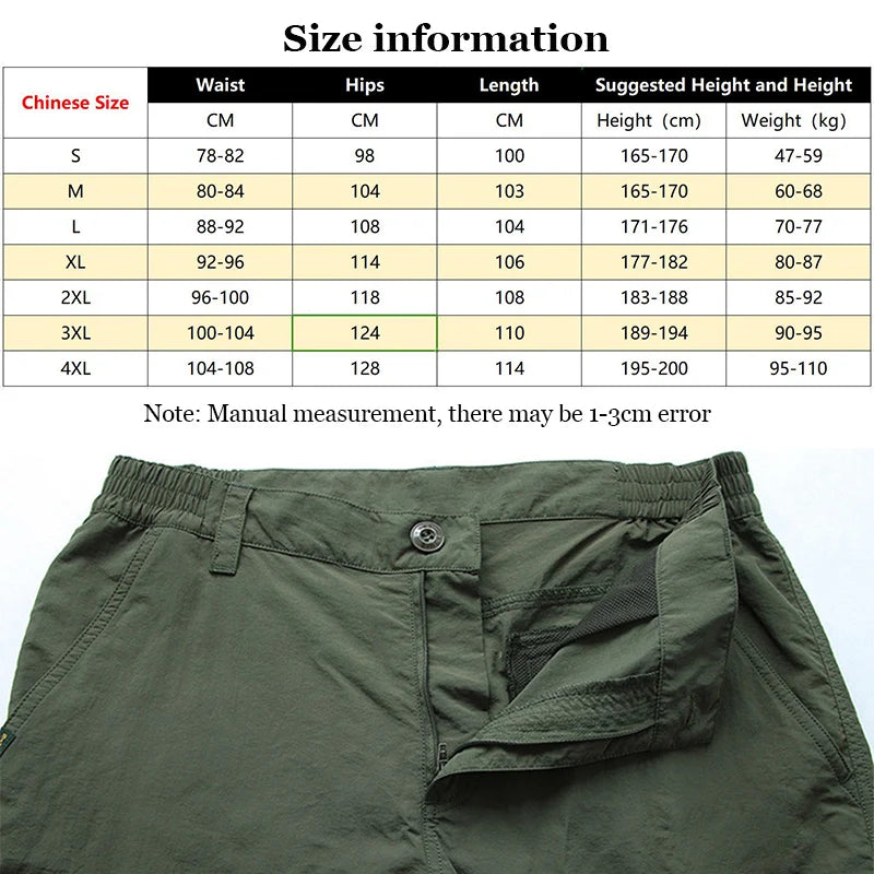 Men’s Lightweight Waterproof Cargo Pants – Quick Dry Tactical Trousers for Camping & Outdoor Use
