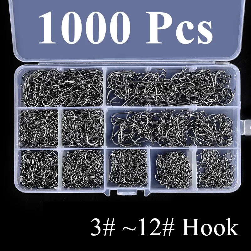 Heavy Duty Fishing Hooks Set – High Carbon Steel Barbed Hooks for Saltwater & Freshwater Fishing