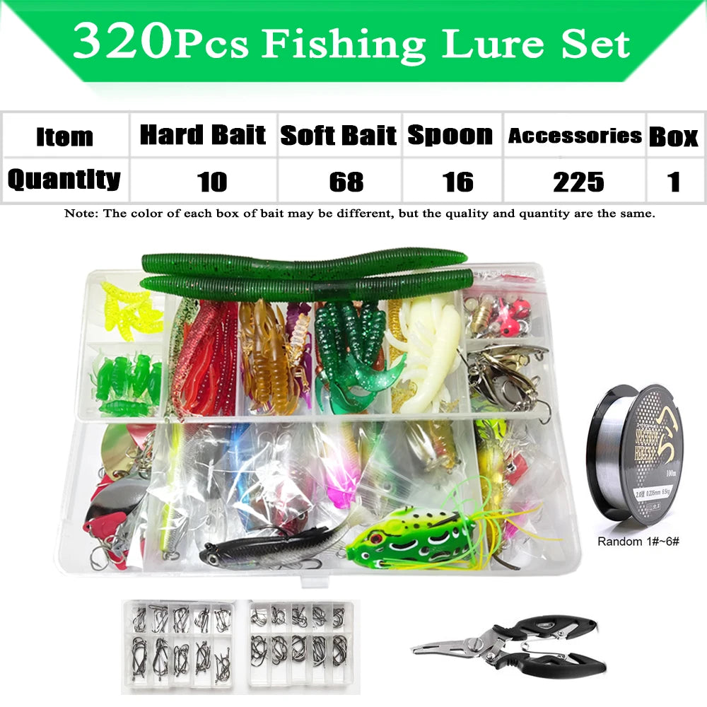 Fishing Lure Kit with Tackle Box for Bass & Pike