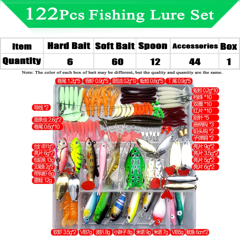 Fishing Lure Kit with Tackle Box for Bass & Pike