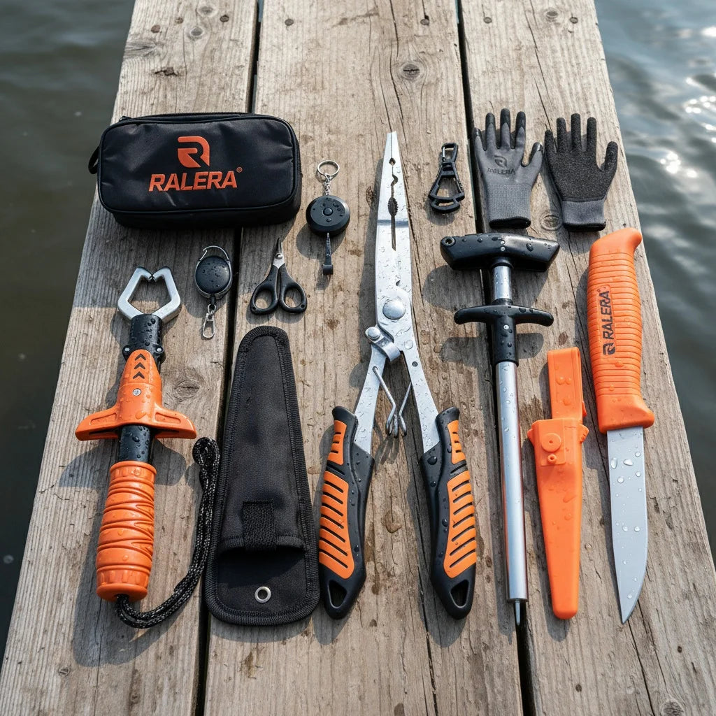 Fishing Tool Kit – Heavy Duty Fish Gripper, Pliers, Hook Remover & Knife Set for Fishing Tackle
