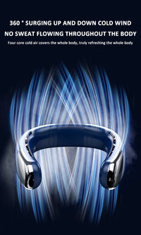 Wearable Neck Fan with LED Display – 360° Portable Cooling Fan, 5 Speeds & Low Noise Design