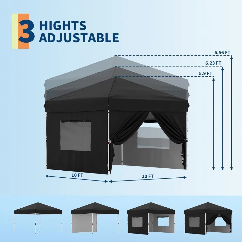 10x10FT Instant Pop Up Canopy Tent with 4 Side Walls, Waterproof UV Protected for Outdoor Events