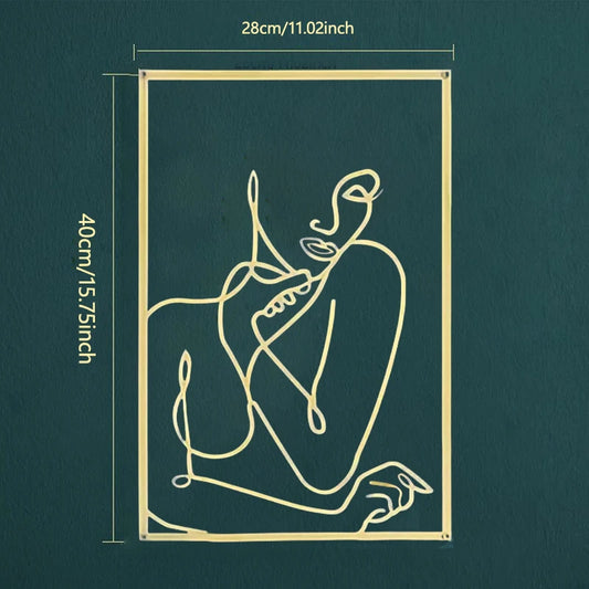 Minimalist Woman Line Art - Metal Hanging