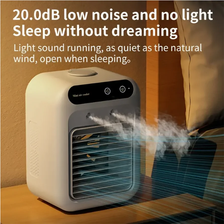 Mini Desktop Air Cooler Fan – USB Rechargeable Humidifier Fan with Transparent Design