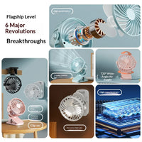 Portable Rechargeable Clip Fan – 720° Rotating Hanging Fan with Night Light for Camping & Outdoor Use