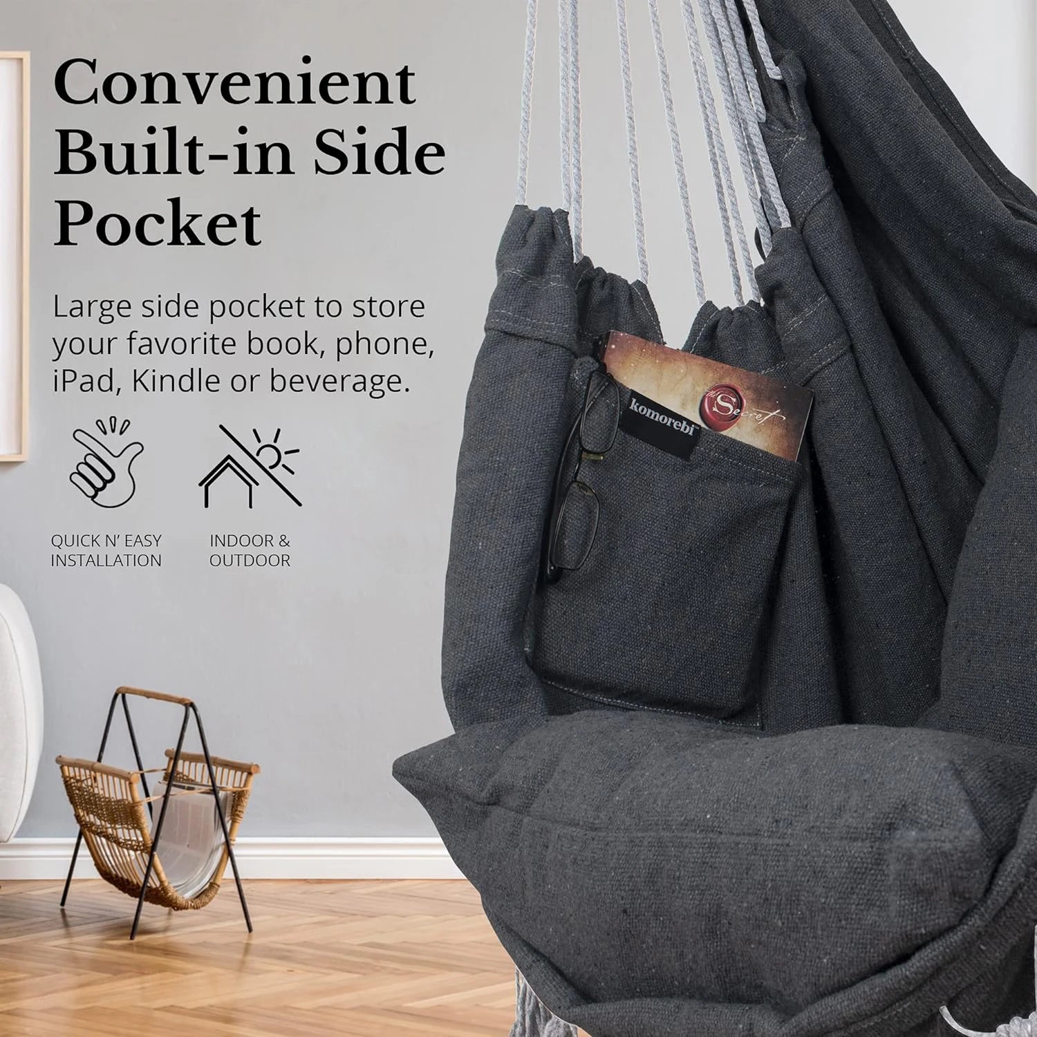 Heavy Duty Macrame Hanging Chair with Cushions