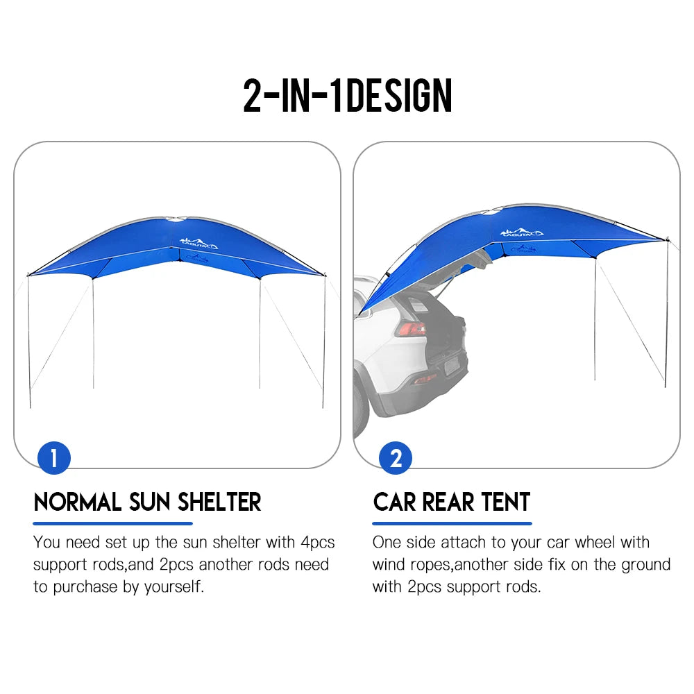 Waterproof Car Rear Tent Camping Shelter Outdoor Car Tent Beach Sun Shelter Awning Shelter Automobile Rooftop Rain Canopy