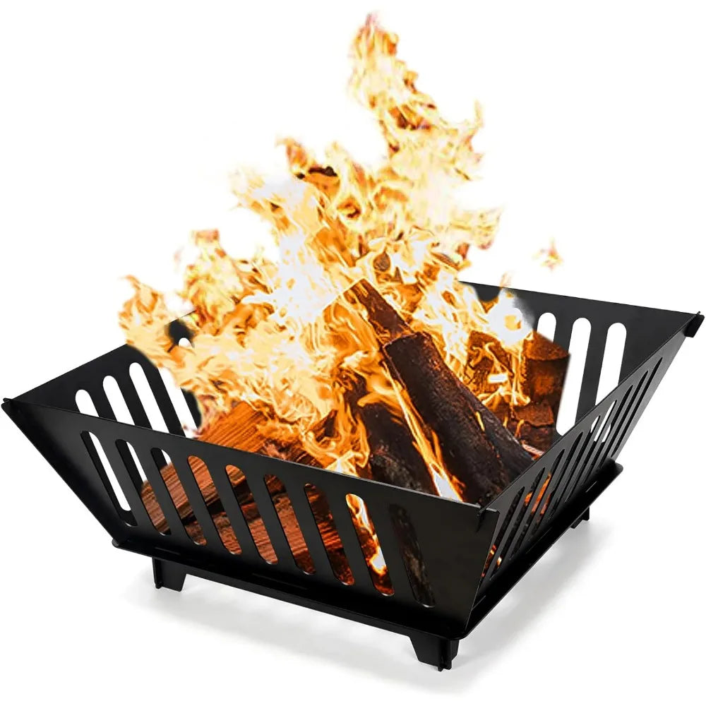 Fire Pit 25 Inch Outdoor Outside Wood Burning Portable Firepit Log Stove Fireplace for BBQ Camping Campfire Bonfire Backyard