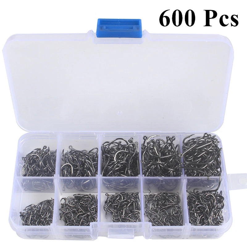 Heavy Duty Fishing Hooks Set – High Carbon Steel Barbed Hooks for Saltwater & Freshwater Fishing