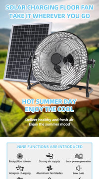 Battery Operated Solar Fan – Portable Indoor & Outdoor Fan with USB Phone Charging Output