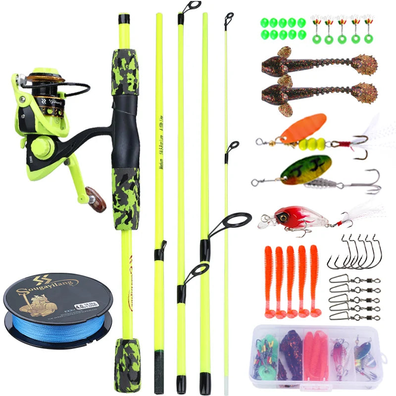 Heavy Duty Carbon Fiber Fishing Rod Combo – Portable Spinning Rod & Reel Set with Accessories