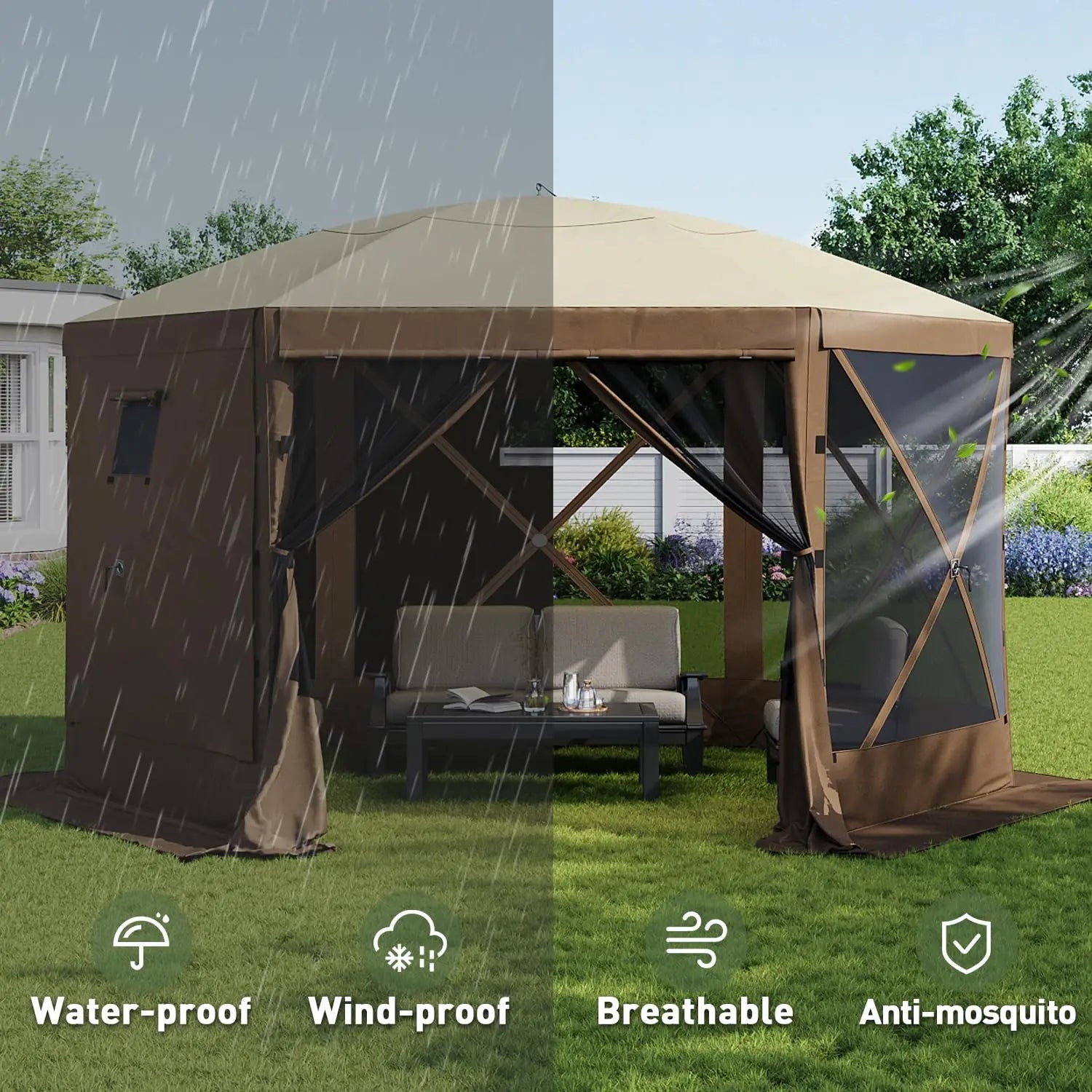 12x12 Pop Up Gazebo Screen Tent Outdoor Shelter