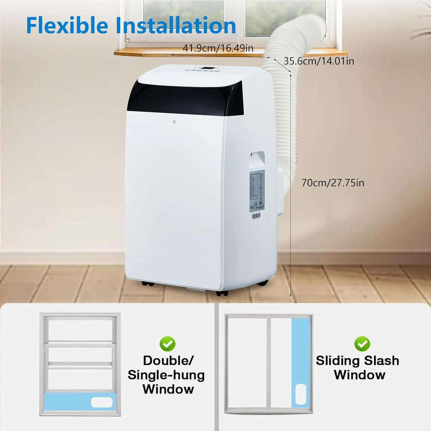 14,000 BTU Portable Air Conditioner – 3-in-1 Cooling AC with Fan, Dehumidifier & Remote