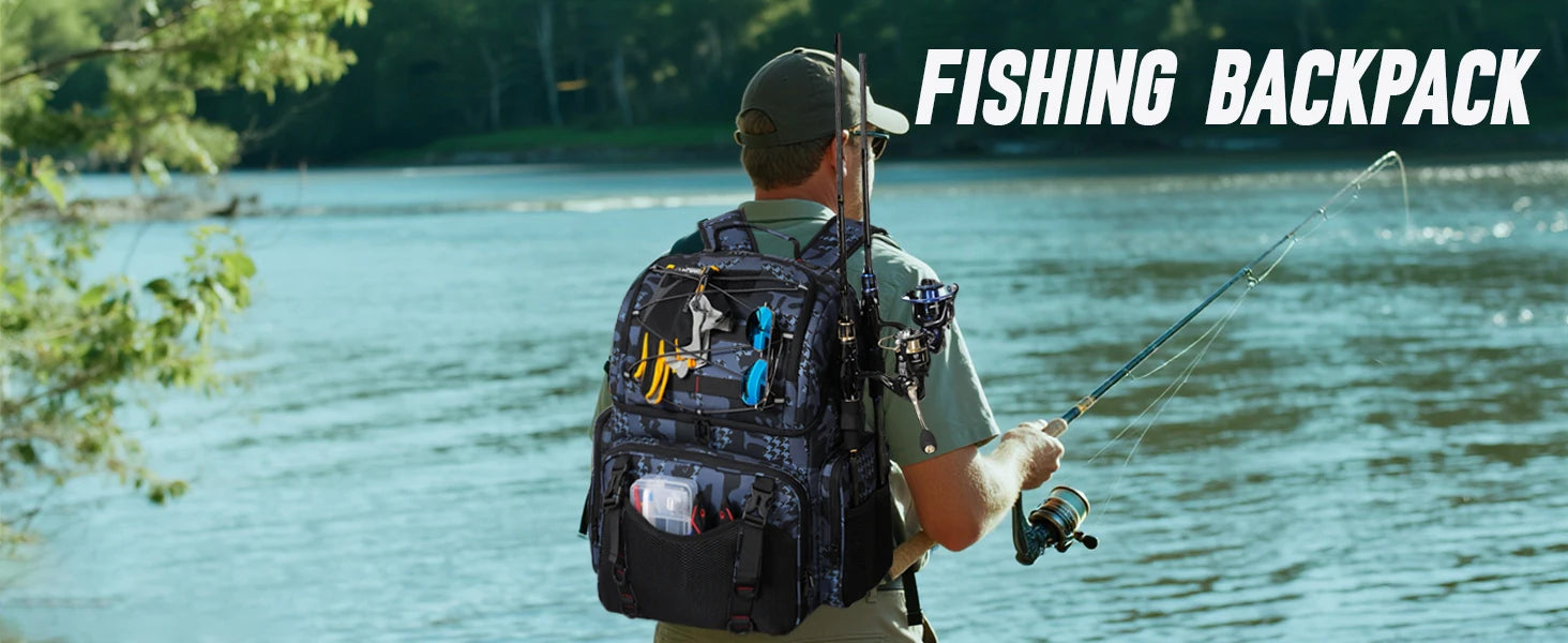 45L Heavy Duty Fishing Backpack Cooler – Waterproof Tackle Storage Bag with Rod Holders & Rain Cover