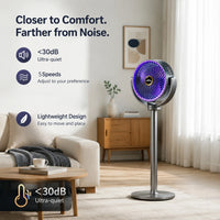 3-in-1 Portable Air Circulator Fan – 5-Speed Quiet Pedestal Stand Fan with USB-C Charging